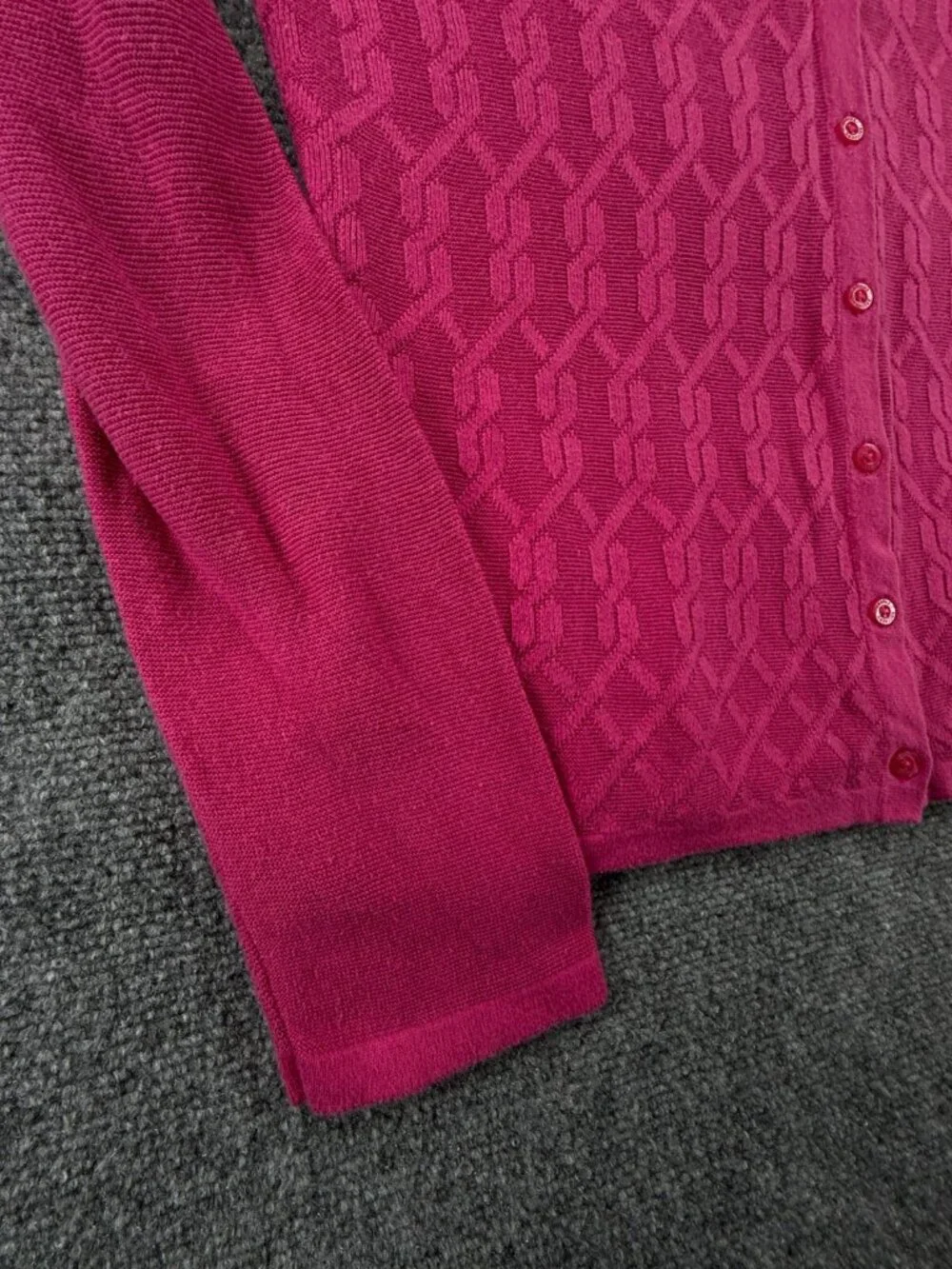 Brooks Brothers Pink Cardigan Sweater Knit XL Textured Long Sleeve Rayon Cotton